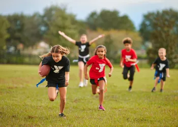 Kids playing flag football